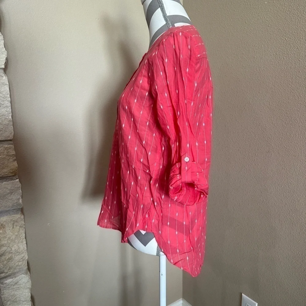 LOFT Coral Top with white embroidery, NWT! - Picture 4 of 9